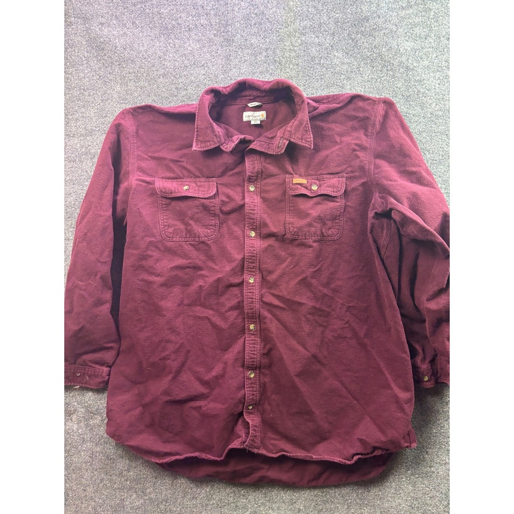 Carhartt Flannel Shirt Mens 3XL Tall Burgundy Long Sleeve Original Fit 100080
